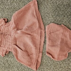 Pink Baby Dress and Hat Set